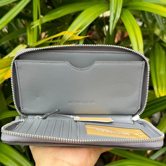 Michael Kors Jet Set Fulton Multifunction Phone Wallet MK Heather Grey Multi - Picture 7 of 10